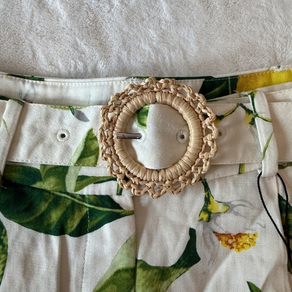 New! Express High Waisted Belted Lemon Print Shorts 45773 - Picture 6 of 14